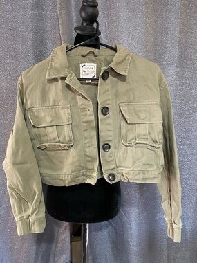Stoosh Cropped Utility Jacket in Olive